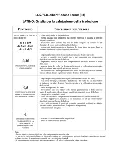 LATIN O : G riglia per la valutazione della traduzione -0,25 -0,5 -1
