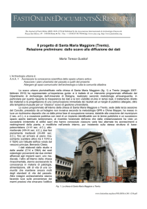 Il progetto di Santa Maria Maggiore (Trento). Relazione preliminare