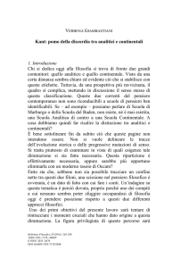 Kant: pomo della discordia tra analitici e continentali 1. Introduzione