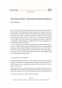 “Der Artist Valéry” nella teoria estetica di Adorno