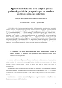 Appunti sulle funzioni e sui corpi di polizia: problemi giuridici