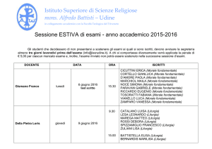 calendario esami - Istituto Superiore di Scienze Religiose di Udine