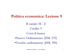 Politica economica: Lezione 9