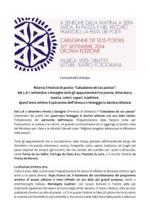 Comunicato stampa Ritorna il festival di poesia "Cabudanne de sos