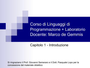 Corso di Linguaggi di Docente: Marco de Gemmis