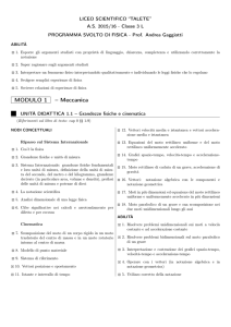 MODULO 1 – Meccanica - Liceo Scientifico Talete