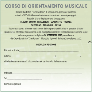 Corso di orientamento Musicale - Corpo Bandistico "Dino Fantoni"