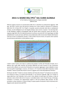 2013: IL SEGNO DELL`IPCC SUL CLIMA GLOBALE