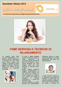 Newsletter ottobre 2014: Fame nervosa e tecniche di rilassamento