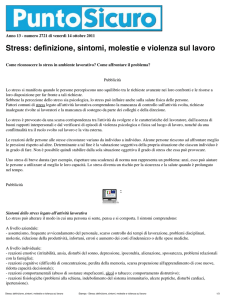 Stress: definizione, sintomi, molestie e violenza sul