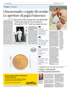 Omosessuali e coppie divorziate Le aperture di papa Francesco