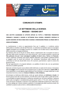 Comunicato stampa Settimane della Scienza 2017