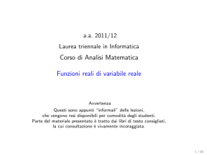 Corso di Analisi Matematica Funzioni reali di variabile reale