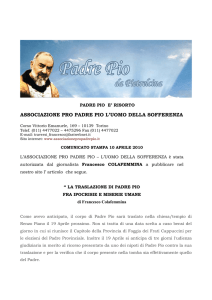 Comunicato Stampa n. 36 - Associazione Pro Padre Pio