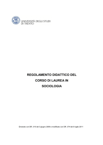 Regolamento didattico del corso di laurea in Sociologia