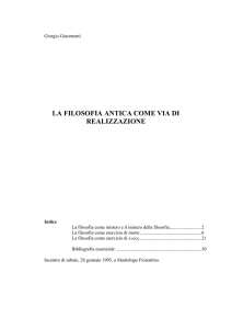 La filosofia antica come via di realizzazione