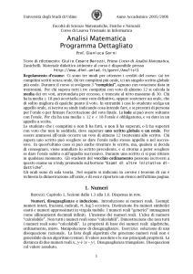 Analisi Matematica Programma Dettagliato