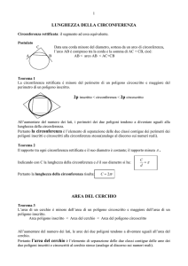 lunghezza della circonferenza area del cerchio