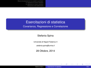 Esercitazioni di statistica - Covarianza, Regressione e Correlazione