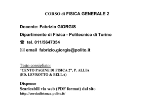 CORSO di FISICA GENERALE 2 Docente: Fabrizio GIORGIS