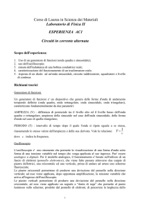 prima esperienza - Corso di Laurea Magistrale in Scienza dei Materiali