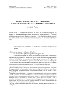 IL DIRITTO DI SCIOPERO NELL`ORDINAMENTO SPORTIVO di