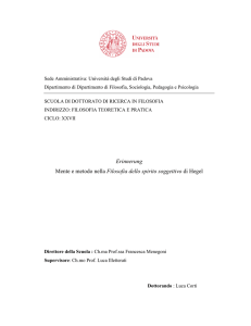 Erinnerung Mente e metodo nella Filosofia dello spirito soggettivo di