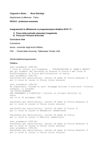 Cognome e Nome : Boca Gianluigi Dipartimento di afferenza : Fisica