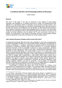 Il problema dell`altro nell`antropologia politica di Rousseau