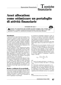 Tecniche finanziarie Asset allocation