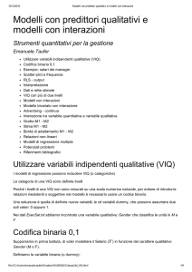 Modelli con predittori qualitativi e modelli con interazioni