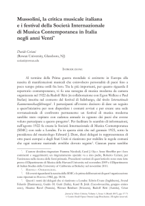 Mussolini, la critica musicale italiana e i festival della Società