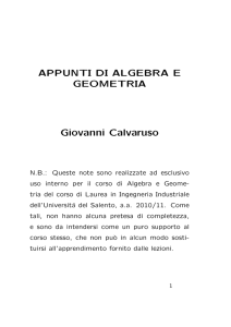 Note di Geometria e Algebra per Ingegneria