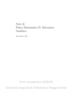 Note di Fisica Matematica II: Meccanica Analitica