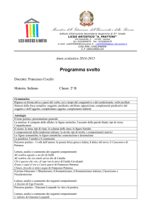 Programma svolto Italiano 2B - Liceo Artistico Statale Frattini di Varese