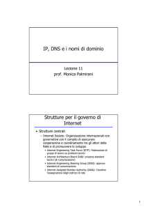 IP, DNS ei nomi di dominio Strutture per il governo di Internet