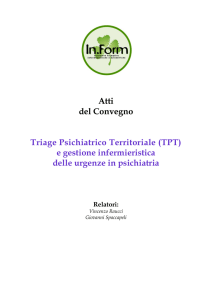 Atti del Convegno Triage Psichiatrico Territoriale (TPT) e gestione