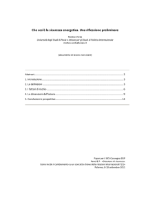 Che cos`è la sicurezza energetica. Una riflessione preliminare