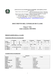 DOCUMENTO DEL CONSIGLIO DI CLASSE Classe 5 ^B L Anno