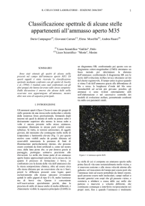 Classificazione spettrale di alcune stelle appartenenti all`ammasso