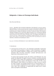 Religiosità e Cultura in Psicologia Individuale