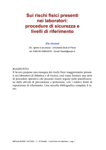 Sui rischi fisici nei laboratori - Università di Pavia