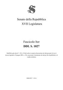 Senato della Repubblica XVII Legislatura Fascicolo Iter DDL S. 1027