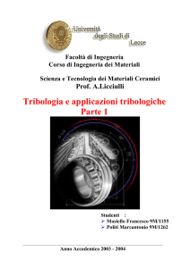 Tribologia - Prof. Antonio Licciulli