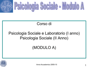 Corso di Psicologia Sociale e Laboratorio (I anno) Psicologia