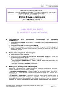 UdA: SPOT ON FOOD La pubblicità: scheda di analisi