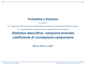 Statistica descrittiva: campione bivariato coefficiente di correlazione