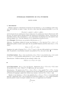 INTEGRALE INDEFINITO DI UNA FUNZIONE 1. Introduzione