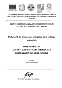 Modulo n°2 La dimensione energetica dello sviluppo sostenibile