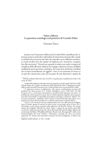 Valori e libertà. La questione assiologica nel pensiero di